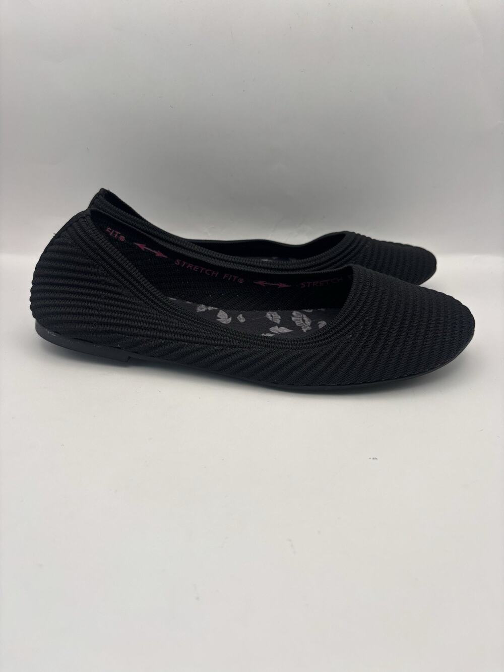 Skechers Cleo Stretch Knit Black Ballet Flats Women Size 9